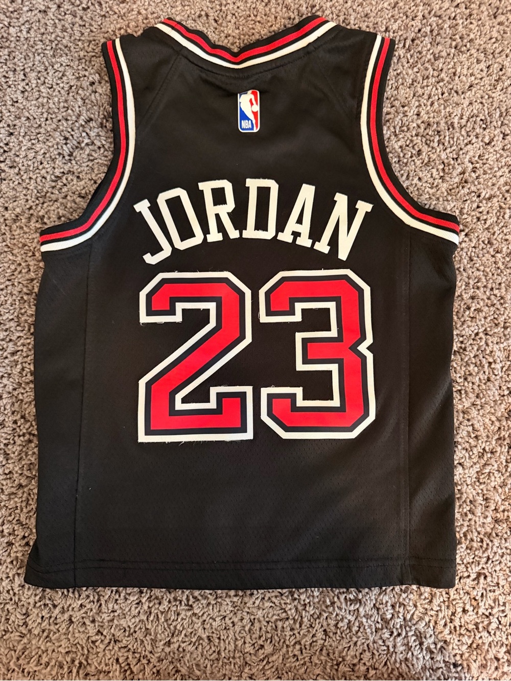 NBA Michael Jordan Black Red and White Basketball Jersey - #23